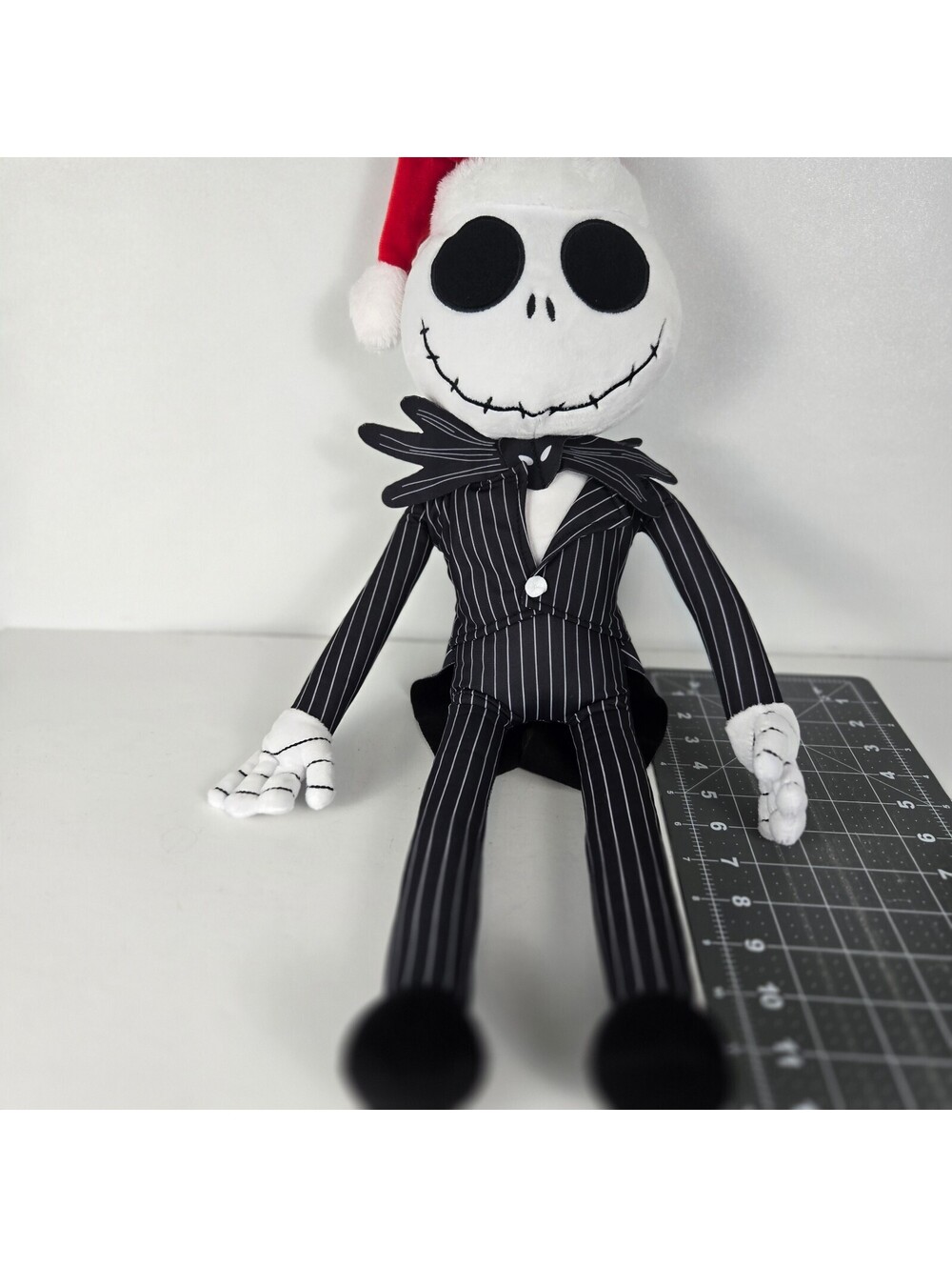 The Nightmare Before Christmas Jack Skellington Plush Doll with Santa Hat Black